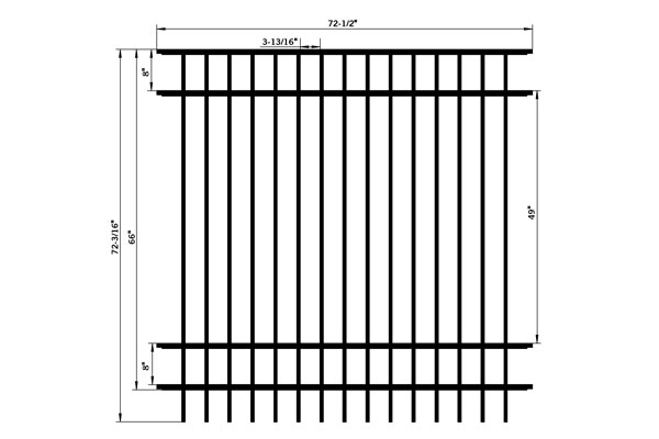 Gegalvaniseerd/aluminium 3-rails decoratieve zwembadomheiningspanelen met platte bovenkant